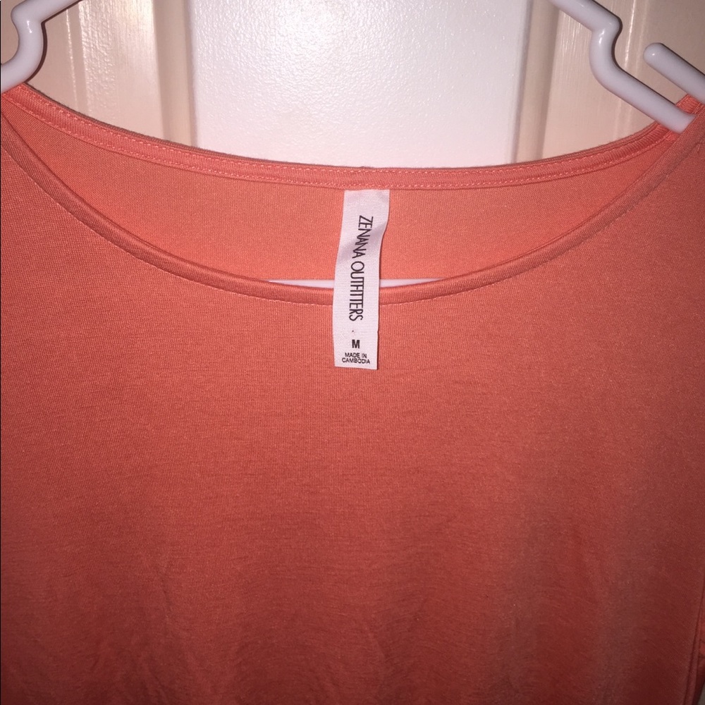 Deep Coral Short Sleeve Dress - Picture 2 of 4